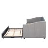 Upholstered Daybed Sofa Bed Twin Size With Trundle Bed and Wood Slat