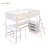 Twin size Loft Bed with Shelves and Desk;  Wooden Loft Bed with Desk