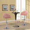 Velvet button bar stool with backrest and footrest, counter height bar chair