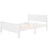 Queen Size Wood Platform Bed with Headboard and Wooden Slat Support