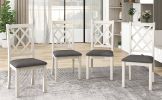 Mid-Century Solid Wood 5-Piece Round Dining Table Set;  Kitchen Table Set with Upholstered Chairs for Small Places