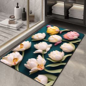 Soft Diatom Ooze Floor Bathroom Absorbent Bathroom Step Mat Quick-drying Non-slip Toilet Door Mat (Option: Three Dimensional Flower 08-40X60cm35mm)