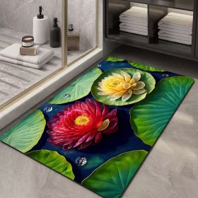 Soft Diatom Ooze Floor Bathroom Absorbent Bathroom Step Mat Quick-drying Non-slip Toilet Door Mat (Option: Three Dimensional Flower 25-40X60cm35mm)