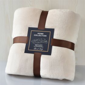Nap Travel Solid Color Flannel Thickened Blanket (Option: Beige-180X200cm)