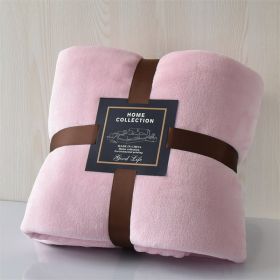 Nap Travel Solid Color Flannel Thickened Blanket (Option: Pink-180X200cm)