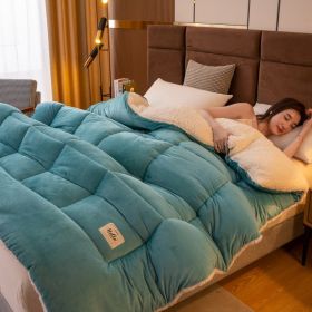 Thickened Milk Fiber Quilt Double-sided Velvet Warm Thickened Duvet Insert (Option: Lake Blue-200x230cm 5kg)