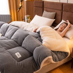 Thickened Milk Fiber Quilt Double-sided Velvet Warm Thickened Duvet Insert (Option: Gray-200x230cm 3kg)