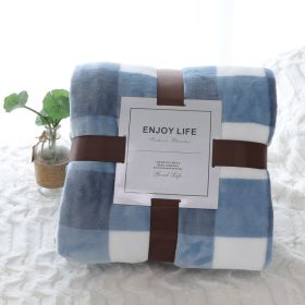 Nap Travel Solid Color Flannel Thickened Blanket (Option: Printed Blue Plaid-180X200cm)