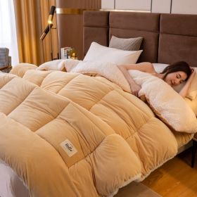 Thickened Milk Fiber Quilt Double-sided Velvet Warm Thickened Duvet Insert (Option: Light Khaki-200x230cm 5kg)