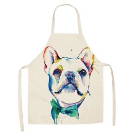 Cartoon Cute Dog Printed Cotton And Linen Apron Kitchen Home Cleaning Parent-child Sleeveless Coverall Generation Hair (Option: W 14015-68X55cm)
