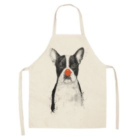 Cartoon Cute Dog Printed Cotton And Linen Apron Kitchen Home Cleaning Parent-child Sleeveless Coverall Generation Hair (Option: W 1403-68X55cm)
