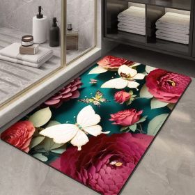 Soft Diatom Ooze Floor Bathroom Absorbent Bathroom Step Mat Quick-drying Non-slip Toilet Door Mat (Option: Three Dimensional Flower 20-50X80cm35mm)