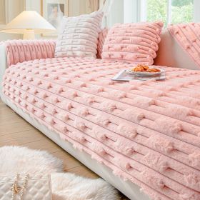 Winter Thickened Plush Seat Cushion, Anti Slip Sofa Cover (Option: Pink-110x240)