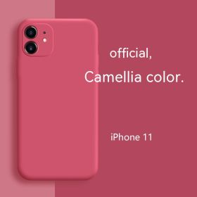 All-inclusive Soft Protection Liquid Silicone Phone Case Fine Hole (Option: Camellia Red-IPhone15plus)