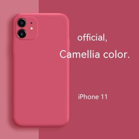 All-inclusive Soft Protection Liquid Silicone Phone Case Fine Hole (Option: Camellia Red-IPhone15)