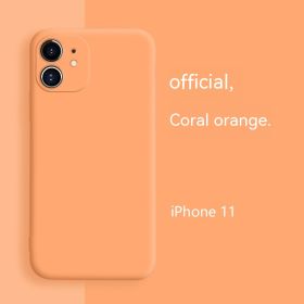 All-inclusive Soft Protection Liquid Silicone Phone Case Fine Hole (Option: Coral Orange-IPhone14plus)