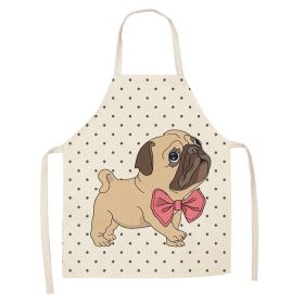 Cartoon Cute Dog Printed Cotton And Linen Apron Kitchen Home Cleaning Parent-child Sleeveless Coverall Generation Hair (Option: W 14023-68X55cm)