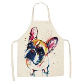 Cartoon Cute Dog Printed Cotton And Linen Apron Kitchen Home Cleaning Parent-child Sleeveless Coverall Generation Hair (Option: W 14013-68X55cm)