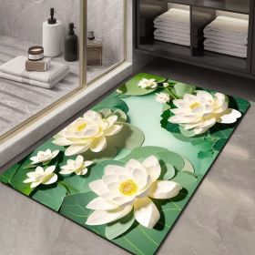 Soft Diatom Ooze Floor Bathroom Absorbent Bathroom Step Mat Quick-drying Non-slip Toilet Door Mat (Option: Three Dimensional Flower 22-50X80cm35mm)