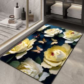 Soft Diatom Ooze Floor Bathroom Absorbent Bathroom Step Mat Quick-drying Non-slip Toilet Door Mat (Option: Three Dimensional Flower 004-60X90cm35mm)