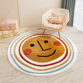 Cartoon Style Children's Room Cashmere Carpet Round (Option: Rainbow Smiling Face-200 × 200cm Cashmere)