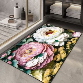 Soft Diatom Ooze Floor Bathroom Absorbent Bathroom Step Mat Quick-drying Non-slip Toilet Door Mat (Option: Three Dimensional Flower 02-60X90cm35mm)