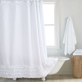 Environmentally Friendly Polyester Fabric Thickened Waterproof Shower Curtain (Option: White-200CM Wide X183CM High)