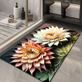 Soft Diatom Ooze Floor Bathroom Absorbent Bathroom Step Mat Quick-drying Non-slip Toilet Door Mat (Option: Three Dimensional Flower 01-60X90cm35mm)