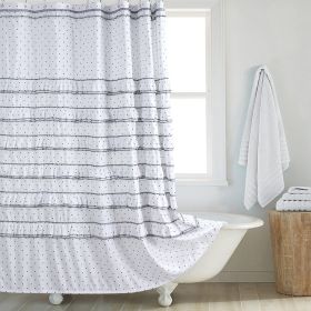 Fashion And Environment-friendly Polyester Fabrics Thickened Shower Curtain (Option: Black And White Skirt Pleated-240CM Wide X172CM High)