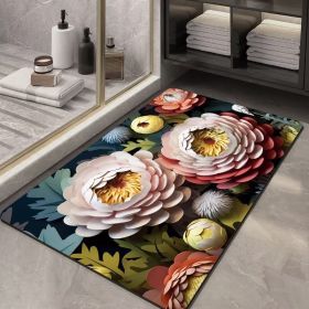 Soft Diatom Ooze Floor Bathroom Absorbent Bathroom Step Mat Quick-drying Non-slip Toilet Door Mat (Option: Three Dimensional Flower 10-60X90cm35mm)