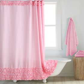 Environmentally Friendly Polyester Fabric Thickened Waterproof Shower Curtain (Option: Pink-200CM Wide X183CM High)