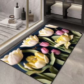 Soft Diatom Ooze Floor Bathroom Absorbent Bathroom Step Mat Quick-drying Non-slip Toilet Door Mat (Option: Three Dimensional Flower 24-60X90cm35mm)