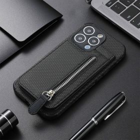 Card Holder Phone Case Wallet Bracket Zipper Protective Sleeve (Option: Black-iPhone XR)