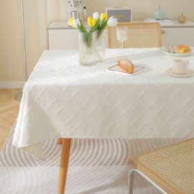 Nordic Simple Cotton Linen Rectangular Tablecloth (Option: Small Diamond White-135x180cm)