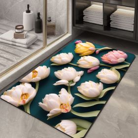 Soft Diatom Ooze Floor Bathroom Absorbent Bathroom Step Mat Quick-drying Non-slip Toilet Door Mat (Option: Three Dimensional Flower 08-60X90cm35mm)